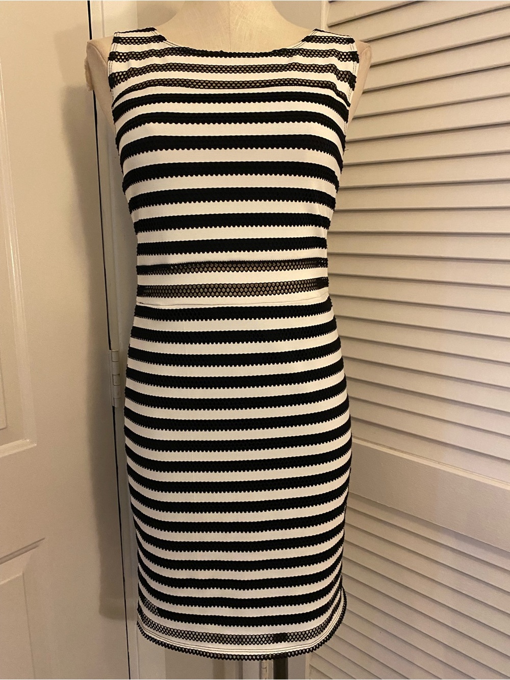 Xhilaration Black and White Striped Sleeveless Sheath Dress- Size Medium
